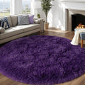 Round Purple Rug for Bedroom, 7 ft Circle Area Rugs for Living Room, Soft Large Fluffy Shag Carpet for Teen Girls Boys Nursery Room Dorm Home Decor Aesthetic