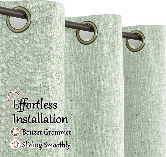 Sage Green Blackout Curtains for Bedroom - Linen Curtains 72 Inch Length Thermal Insulated Privacy Burlap Boho Window Drapes for Living Room Scandi Farmhouse Dining, 2 Panels, Each 52" Wide