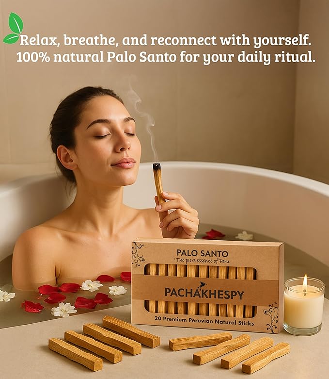 Palo Santo Sticks Authentic Smudging Peru 20 Pack for Energy Cleansing Aromatherapy Meditation 100% Natural Ethically Sourced Sustainable Holy Wood Wild Harvested Premium Palo Santo Incense Quality