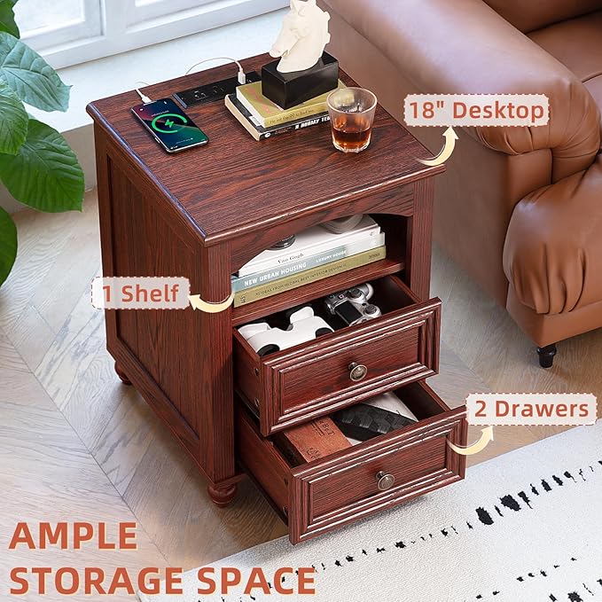 Farmhouse Dressers & Night Stand Set of 4, Wood 54" Wide Dresser & 45" Tall Chest of Drawers, 18" with Charging Station Nightstand Set of 2, Bedroom Furniture Dresser Set for Home Living Room Hallway