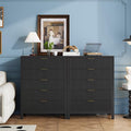 5 Drawer Dresser, 43" Tall Dresser Organizer TV Drawer Cabinet Modern Wood Storage Cabinet, Modern Wood Storage Cabinet for Bedroom, Hallway, Entryway, Black Oak X 2