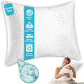 Xtreme Comforts Memory Foam Pillows Made in The USA - Queen Size, Slim Cooling Pillow for Sleeping on Side, Back & Stomach - Firm and Soft Bed Pillows