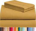 LuxClub 4 PC California King Sheet Set, Deep Pockets Wrinkle Free Cooling Bed Sheets Hotel Bedding for Women, Men, Includes 1 Fitted Sheet, 1 Flat Sheet and 2 Pillowcases-Medallion Gold