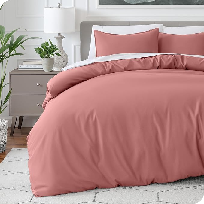 Bare Home Bedding Duvet Cover Extra Long Size - Premium 1800 Super Soft Collection - Lightweight, Cooling - Soft Breathable Bedding Duvet Cover (Twin/Twin XL, Dusty Rose)