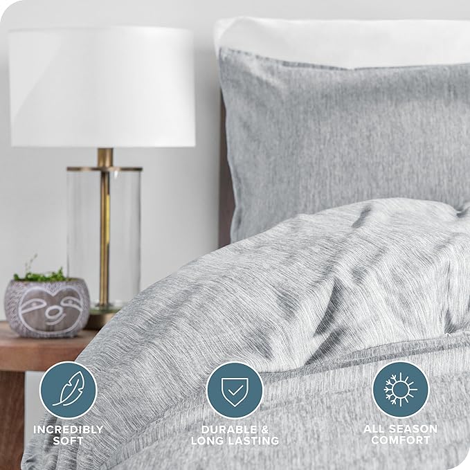 Bare Home Bedding Duvet Cover Full Size - Premium 1800 Super Soft Collection - Lightweight, Duvet Cover - Soft Textured Bedding (Full, Heathered Pewter)