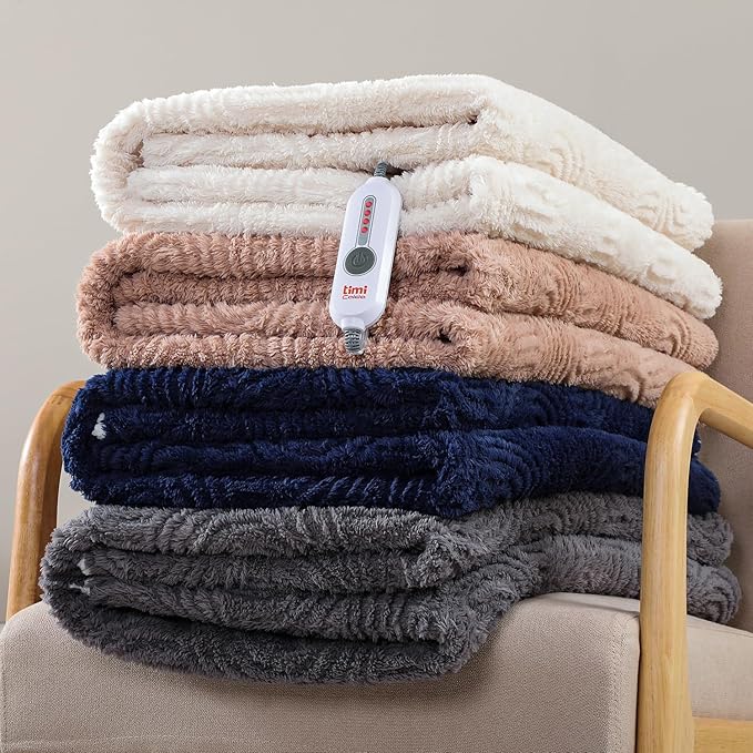 Heated Blanket Full Size - 72"x84" Cozy Soft Jacquard Heating Blanket with 4 Heat Levels & 10 Hours Auto-Off, Jacquard Fleece, Overheating Protection, Warm Gifts, Grey