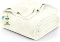 Utopia Bedding Ivory 100% Cotton Blanket [King Size - 90x108 Inch] 350GSM Lightweight, Soft and Breathable Thermal Blanket for All Seasons
