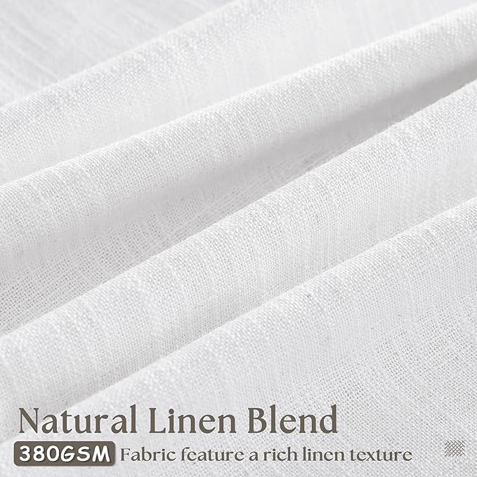 White Linen Pinch Pleated Curtains 84 Inches Long 2 Panels for Living Room Bedroom Snow White Textured Linen Pleated Hooks Rings Back Tab Elegant Luxury Light Filtering Curtain Drapes 84 Inch Length
