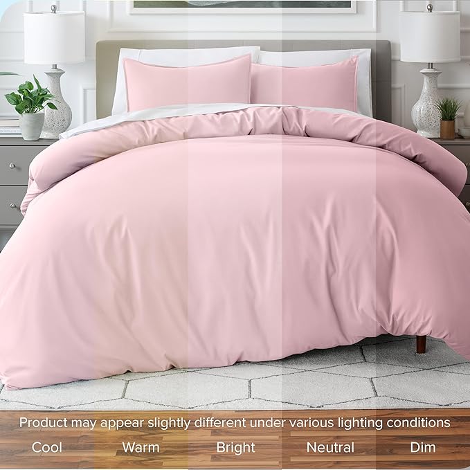 Bare Home Bedding Duvet Cover King Size - Premium 1800 Super Soft Collection - Lightweight, Cooling - Soft Breathable Bedding Duvet Cover (King, Dusty Pink)