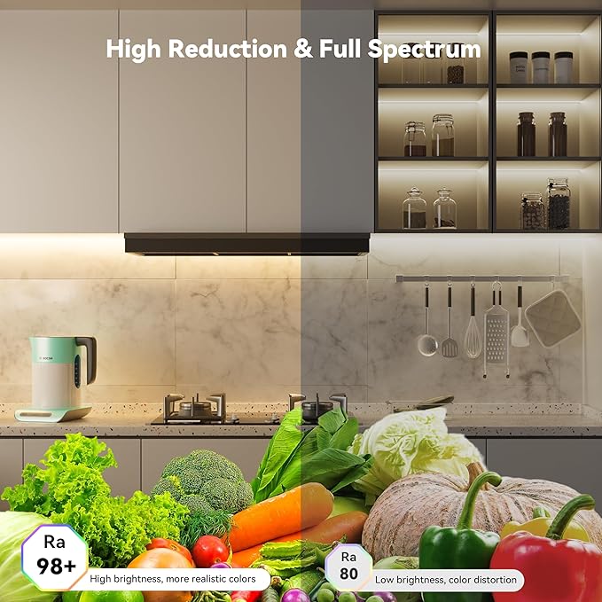 PAUTIX COB LED Strip Lights with RF Remote,UL Listed Dotless LED Lights Dimmable 3000K Warm White,Super Bright 16.4ft Flexible 24V LED Tape Light,for Kitchen Cabinets,Bed,Office,Stairs Indoor Lighting