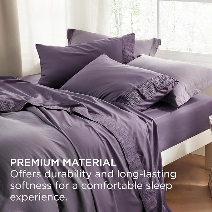 Bedsure California King Sheet Sets - 4 Pieces Soft Cal King Sheets - Breathable & Cooling - Hotel Luxury - Easy Care Polyester Microfiber Bedding for Women, Men, Dusty Purple