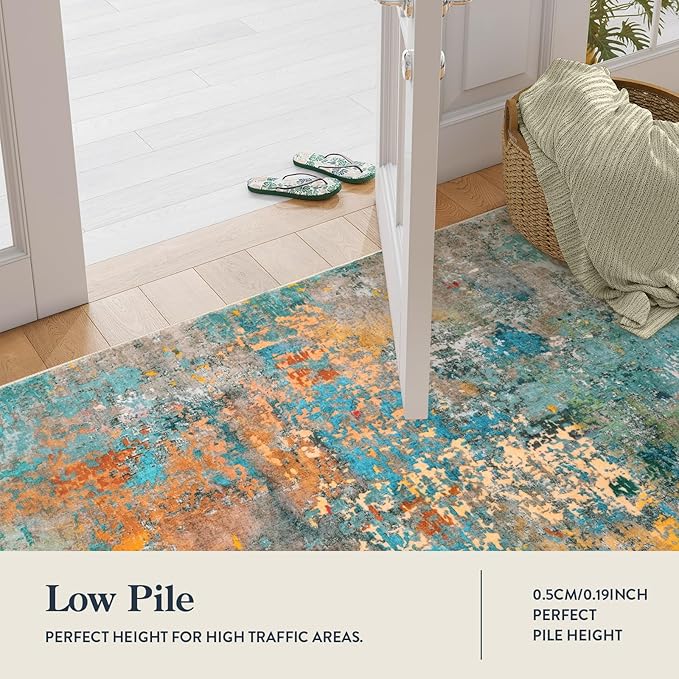 Lahome 2x3 Rugs for Entryway Indoor Entrance, Small Kitchen Rug Non Slip Washable Front Door Mat, Soft Doormat Stain Resistant Throw Carpet for Bathroom Bedroom Modern Colorful