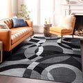 Rugshop Gray Modern Geometric Area Rug, Abstract Circles, High-Traffic, Non-Shedding, for Living Room, Bedroom and Home Office, 5'3" x 7'3"