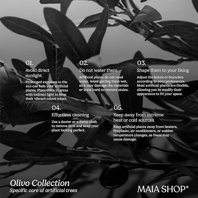 Maia Shop 5ft Artificial Olive Tree Plant for House, Apartment or Office – Realistic Fake Indoor Plants for Living Room, Kitchen, Bedroom, Entryway or Bathroom – Faux Greenery for Home Décor