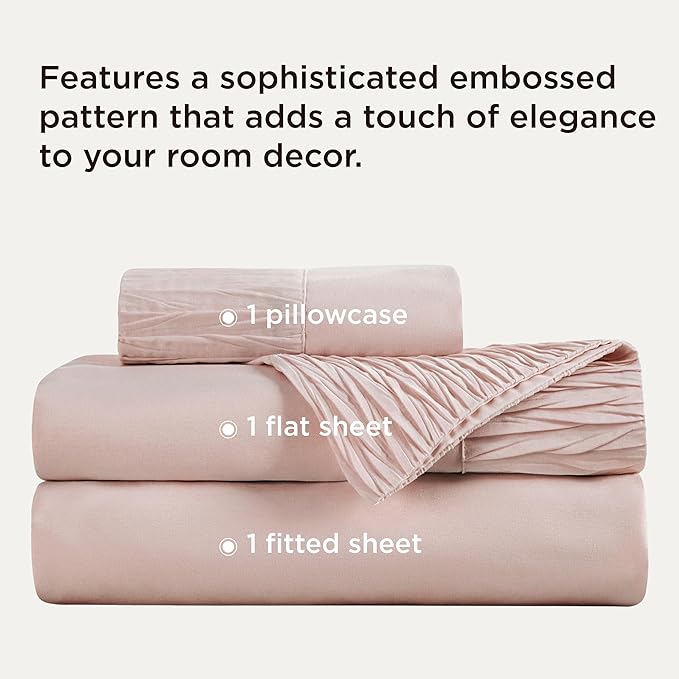 Bedsure Twin Sheets Set - 3 Pieces Soft Twin Bed Sheets - Breathable & Cooling - Hotel Luxury - Easy Care Polyester Microfiber Bedding for Women, Men, Dusty Pink