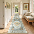 Area Rugs 2'6''x12' Washable Non-Slip, Floral Vintage Distress Print Pattern Medallion Carpet for Living Room Bedroom Dining Room, Light Yellow Carbon Grey Orange