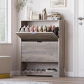 Shoe Cabinet with 2 Flip Drawers, Fluted Shoe Storage Cabinet with Adjustable Shelves, Freestanding Rack and Organizer for Entryway, Closet, Hallway