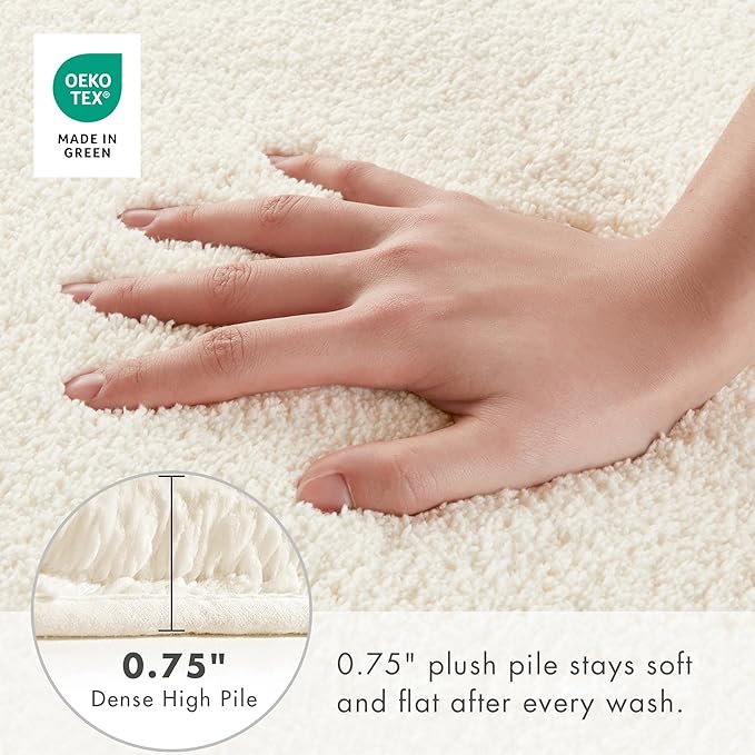 Madison Park Signature Non Slip, Luxrurious Plush Mat, Absorbent, Quick Dry, Spa Design Bath Room Décor Marshmallow Bathroom Rug, 2'x3'4", Cream