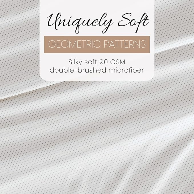 Linen Market Double-Brushed Patterned Microfiber Full Sheet Set 4 Piece – Oeko-TEX Certified Ultra Soft & Wrinkle-Free - 16" Deep Pocket Sheets - Easy Care Full Size - Stippled Light Gray