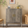 Storage Cabinet with Doors and Adjustable Shelf, Modern Fluted Sideboard Buffet Cabinet, Freestanding Coffee Bar for Kitchen, Pantry, Entryway, Living Room (Weathered Gray)
