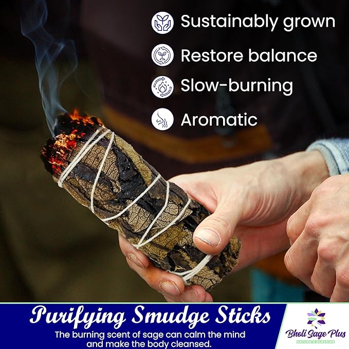 Sage Starter Kit for Cleansing Negative Energy. Variety Pack of 4 which Includes White, Black, Blue and Red Sage (Dragon Blood)