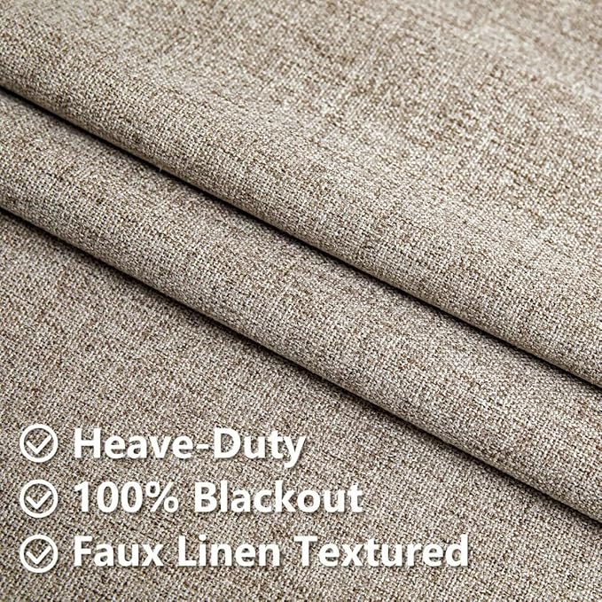100% Blackout Curtains for Living Room, 84 Inch Curtains 2 Panel Set Light Blocking, Back Tab & Rod Pocket Thermal Insulated Drapes Bedroom Windows Home Decor(52W × 84L inch, Linen)