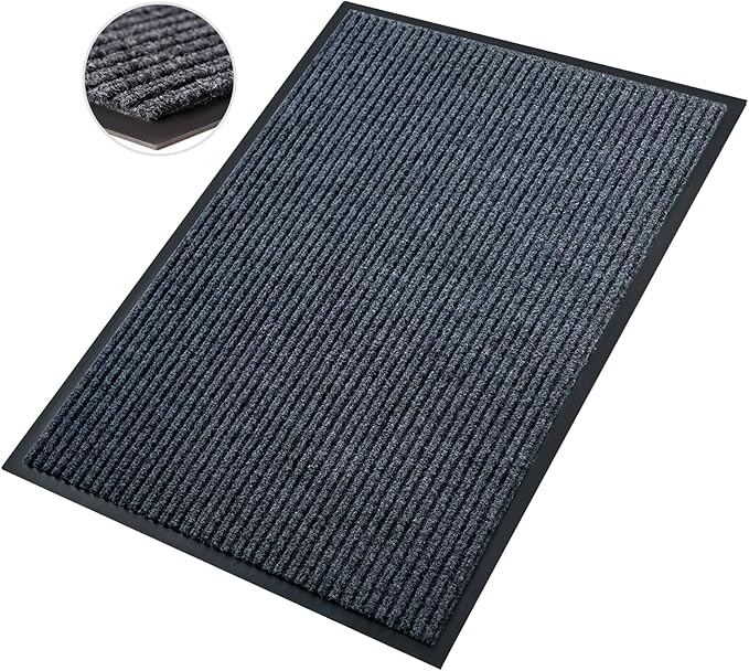 Front Door Mat,3'x6'Indoor Outdoor Door Mat,Heavy Duty Durable Welcome,Commercial Floor Mats Inside Outside Entrance, Waterproof All-Season, All-Weather Non Slip Backing Doormat for Entryway,Black