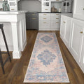 vivorug Runner Rug 2'x7' Machine Washable Non-Slip Runners for Hallways Kitchen Entryway Laundry Room Vintage-Inspired Carpet Hallway Runner Pink