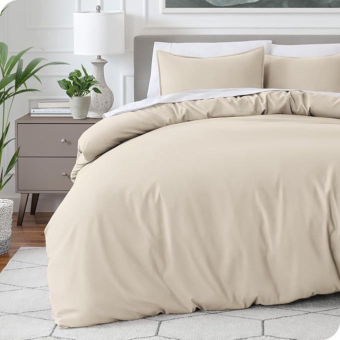 Bare Home Bedding Duvet Cover Oversized Queen - Premium 1800 Super Soft Collection - Lightweight, Cooling - Soft Breathable Bedding Duvet Cover (Oversized Queen, Sand)