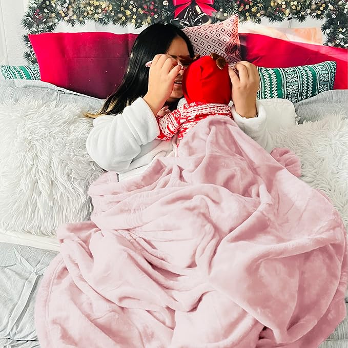 Bedsure GentleSoft Fleece Blanket Twin Size Pink - 300GSM Lightweight Plush Fuzzy Cozy Soft Blanket for Bed, Sofa, Couch, Travel, Camping, 60x80 inches
