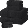 Black Bath Towel Set of 6 - 100% Cotton Highly Absorbent Towels for Bathroom, 2 Luxury Bath Towels 650GSM, 2 Hand Towels, 2 Washcloths