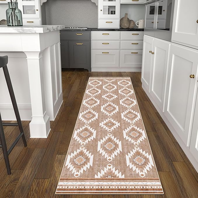 Runner Rug 2'x8' Western Washable Non-Slip Runners for Hallways Kitchen Entryway Laundry Room Modern Carpet Hallway Runner Camel