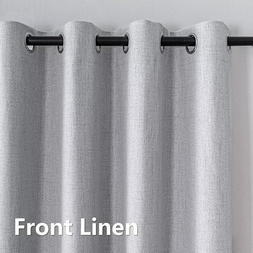 100% Blackout Curtains 72 Inch Length 2 Panels Set, Black Out Curtains for Living Room, Greyish White Thermal Insulated Grommet Drapes Bedroom Luxury Decor (52W × 72L inch, Greyish White)