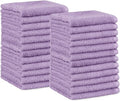 Amazon Basics face Towels for bathroom, 100% Cotton Extra Absorbent washcloth, Fast Drying - salon towel - 24 Pack Lavender (12 x 12 inches)