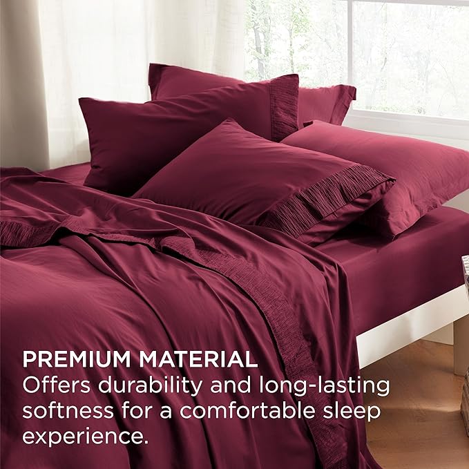 Bedsure Full Size Bed Sheets - 4 Pieces Soft Full Sheet Set - Breathable & Cooling - Hotel Luxury - Easy Care Polyester Microfiber Bedding for Women, Men, Red