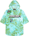 Minecraft Towelling Poncho Kids Teens Hooded Bath Towels Absorbent Beach Towel (Green Tie Dye, 10-13 Years)