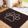 OLANLY Dog Door Mat for Muddy Paws 40x32, Paw Print Design, Absorbs Moisture and Dirt, Absorbent Non-Slip Washable Doormat, Quick Dry Chenille Mud Mat for Dogs, Entry Indoor Entryway Carpet, Brown