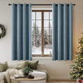 ChrisDowa 100% Blackout Blue Solid Curtains 63 Inches Long 2 Panels for Bedroom Living Room,Farmhouse Room Darkening Thermal Insulated Soundproof Grommet Top Window Treatment Drapes,52x63