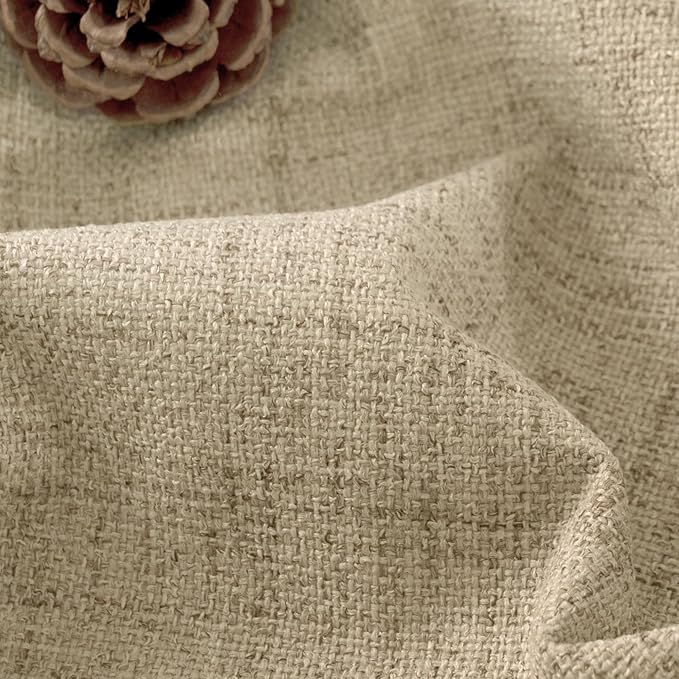 Blackout Living Room Curtains 72 Inch Long 2 Panels, Textured Black-Out Faux Linen Curtains for Bedroom Light Blocking, Bronze Grommet Thermal Insulated Window Drapery, Each 52" Wide, Burlap