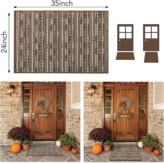 hicorfe Indoor Doormat,Front Back Door Mat Rubber Backing Non Slip Door Mats 24"x35" Absorbent Resist Dirt Entrance Doormat Inside Floor Mats for Entryway Washable Low-Profile