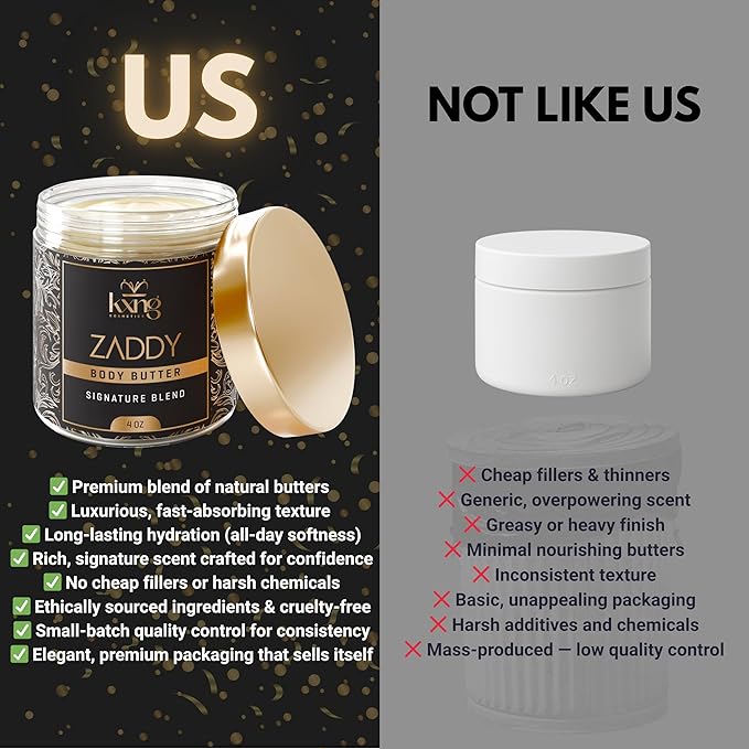 KXNG Shea Butter Body Cream, Luxurious Hydrating Body Butter, Intense Moisturizer for Dry Skin, Perfect for Men & Women, Cruelty-Free