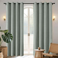 Joydeco Sage Green Blackout Curtains 90 Inches Long, Curtains 90 Inch Length 1 Panel for Bedroom, Thermal Insulated Linen Black Out Curtains with Grommets(100x90, Sage Green)