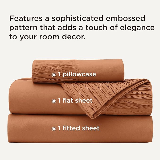 Bedsure Twin XL Sheet Sets Dorm Bedding - 3 Pieces Soft Extra Long Twin Sheets, Hotel Luxury, Easy Care Microfiber for Women, Men, Terracotta