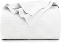 Utopia Bedding White 100% Cotton Blanket [King Size - 90x108 Inch] 350GSM Lightweight, Soft and Breathable Thermal Blanket for All Seasons