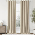 ChrisDowa 100% Blackout Natural Solid Solid Curtains 108 Inches Long 2 Panels for Bedroom Living Room,Farmhouse Room Darkening Thermal Insulated Soundproof Grommet Top Window Treatment Drapes,52x108