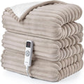 Hansleep Heated Blanket Electric Blanket Full Size, Heating Blanket with 9 Heating Levels and 10-Hour Timer Auto Shut Off, Washable Soft Warm Winter Blanket, 72 x 84 Inches, Linen