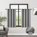 ChrisDowa 100% Blackout Grey Solid Curtains 54 Inches Long 2 Panels for Bedroom Living Room,Farmhouse Room Darkening Thermal Insulated Soundproof Grommet Top Window Treatment Drapes,52x54