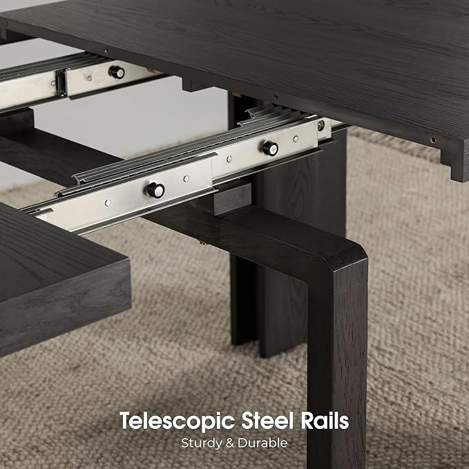 Transformer Table - Solid Wood Extendable Dining Table, Seats 2-12, Extendable Dining Room Table, Space-Saving Furniture, Expandable Dining Furniture (Black, Table + 2 Benches)