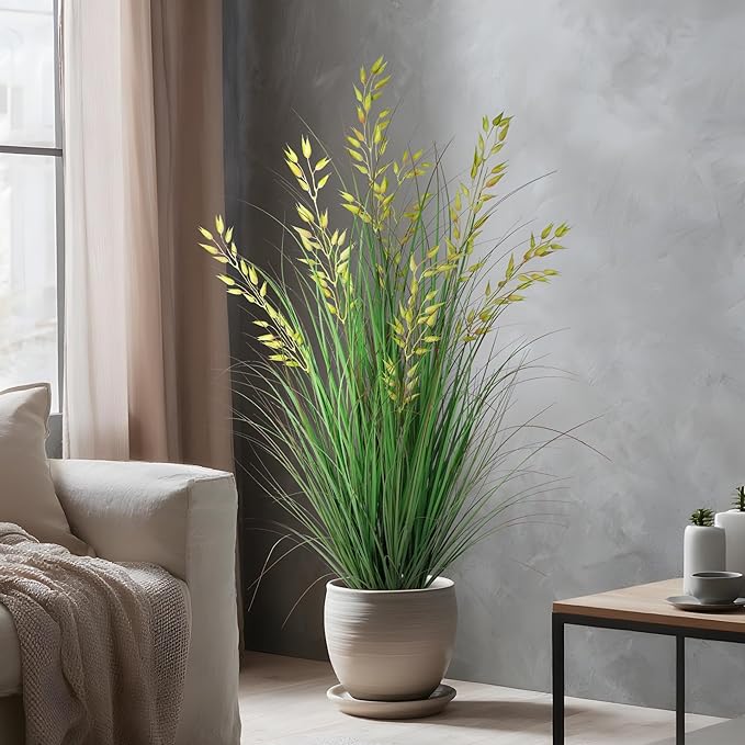 Artificial Plants Artificial Wheat Grass Faux Plants Artificial Grass Plant Fake Green Plants Tall Fake Plants Tall Suitable for Indoor Home Decor Outdoor Porch Terrace Decor（47In 1PCS