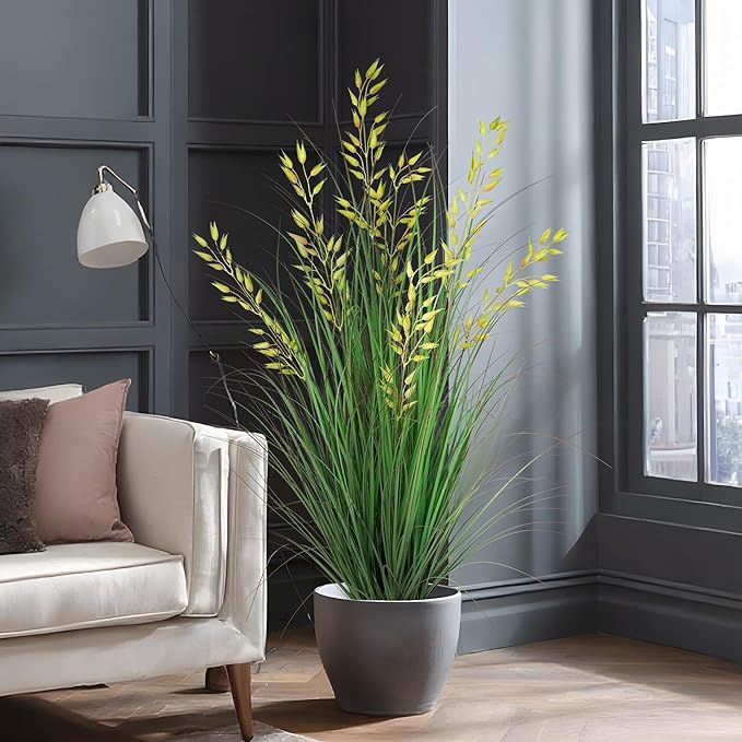 Artificial Plants Artificial Wheat Grass Faux Plants Artificial Grass Plant Fake Green Plants Tall Fake Plants Tall Suitable for Indoor Home Decor Outdoor Porch Terrace Decor（47In 1PCS